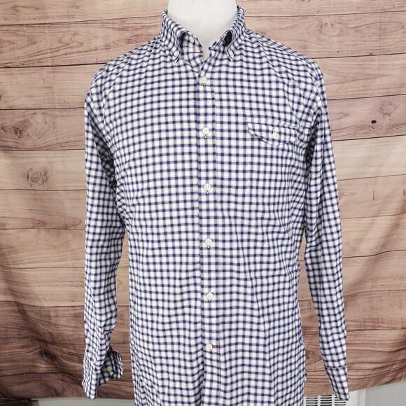 DANIEL CREMIEUX COLLECTION BLUE CHECK BUTTON DOWN SHIRT MENS SIZE XL - Picture 3 of 7